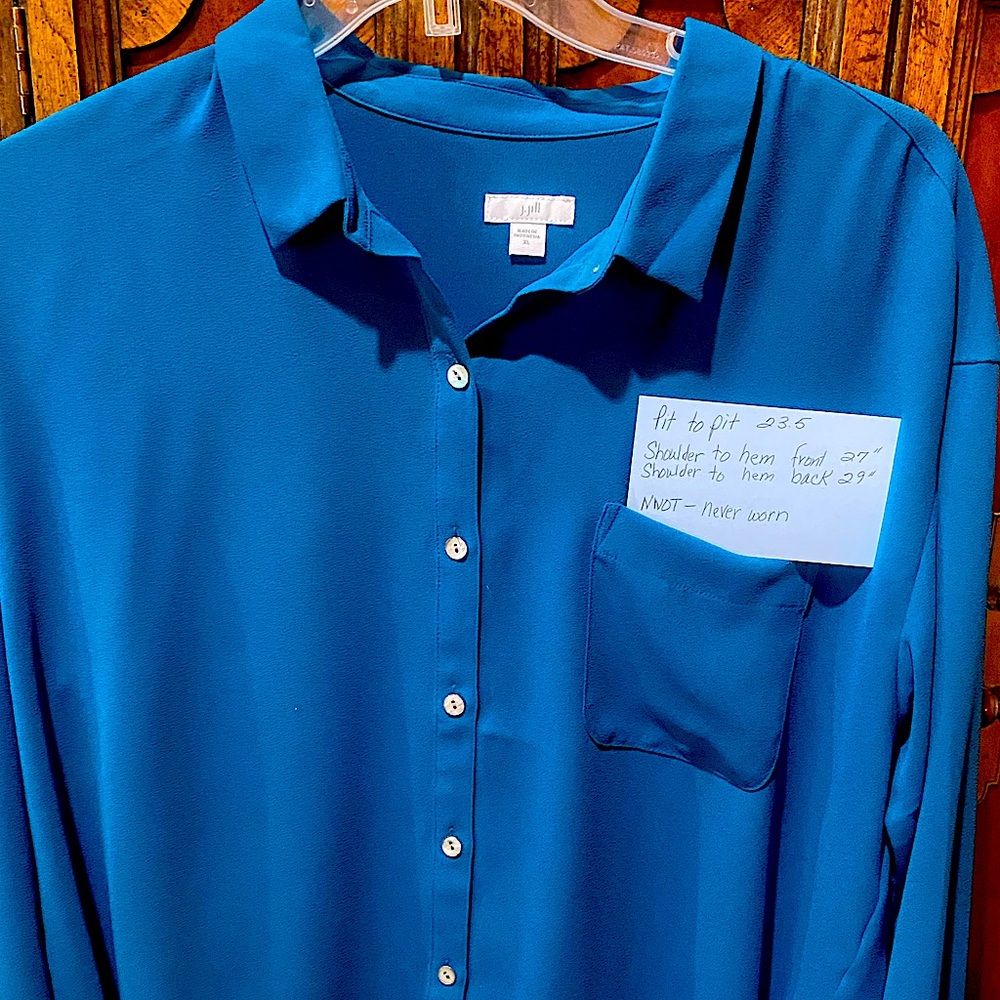 J.Jill blue and tan/brown XL shirts NWOT.